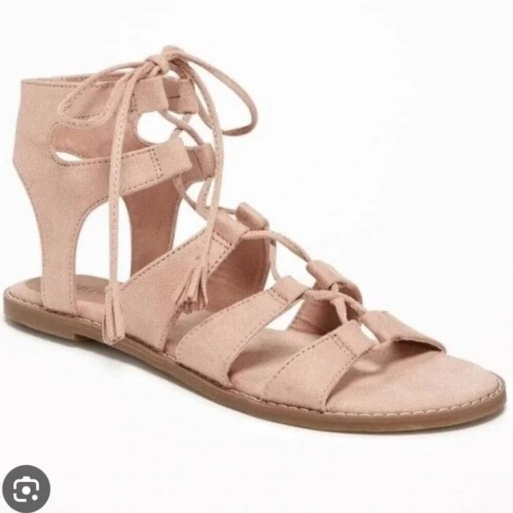Old Navy Taupe Lace Up Gladiators